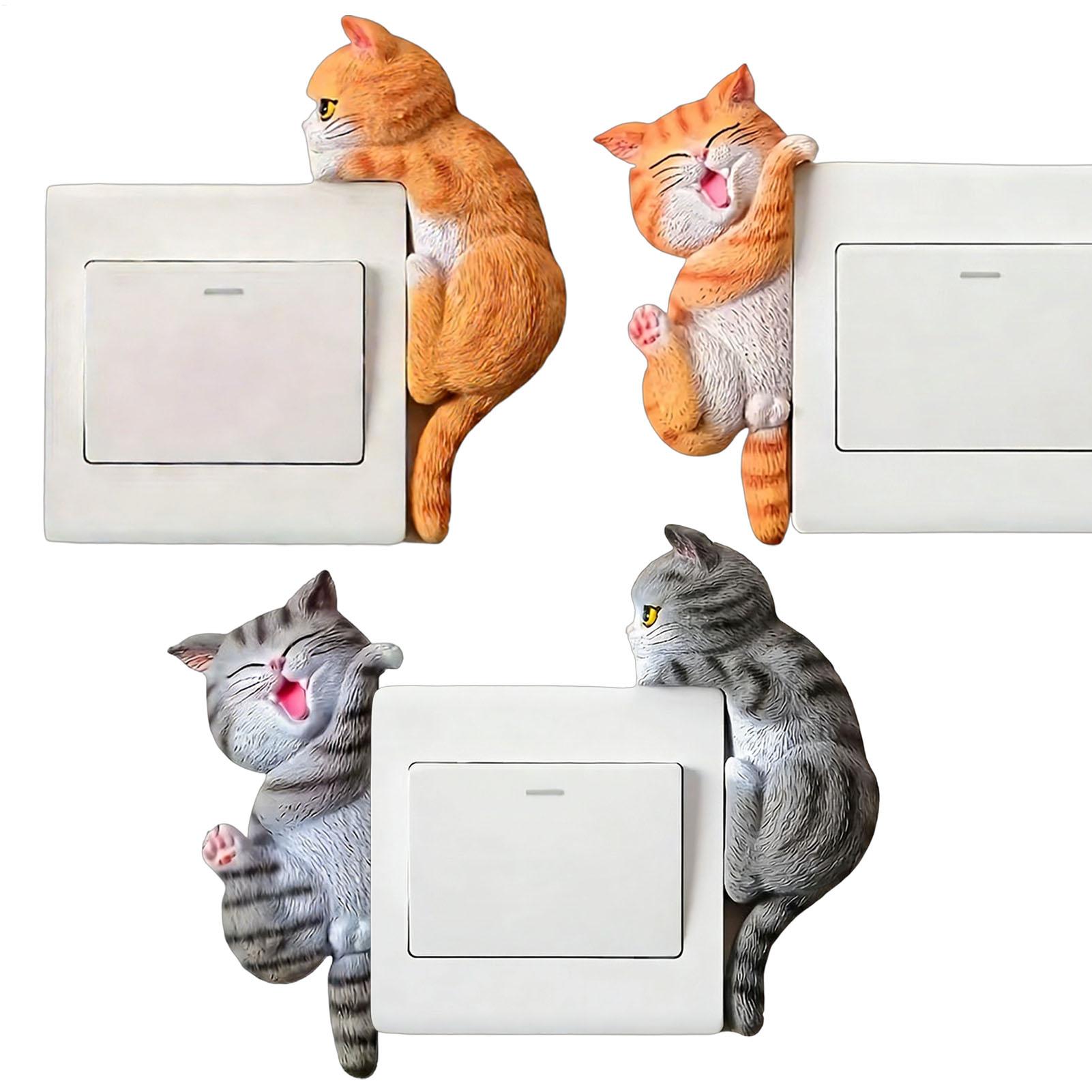 Home Decor Outlet - Lichtknopf-Aufkleber 2-teilig Katzen-Dekor 2D Abnehmbare Steckdosenabdeckung