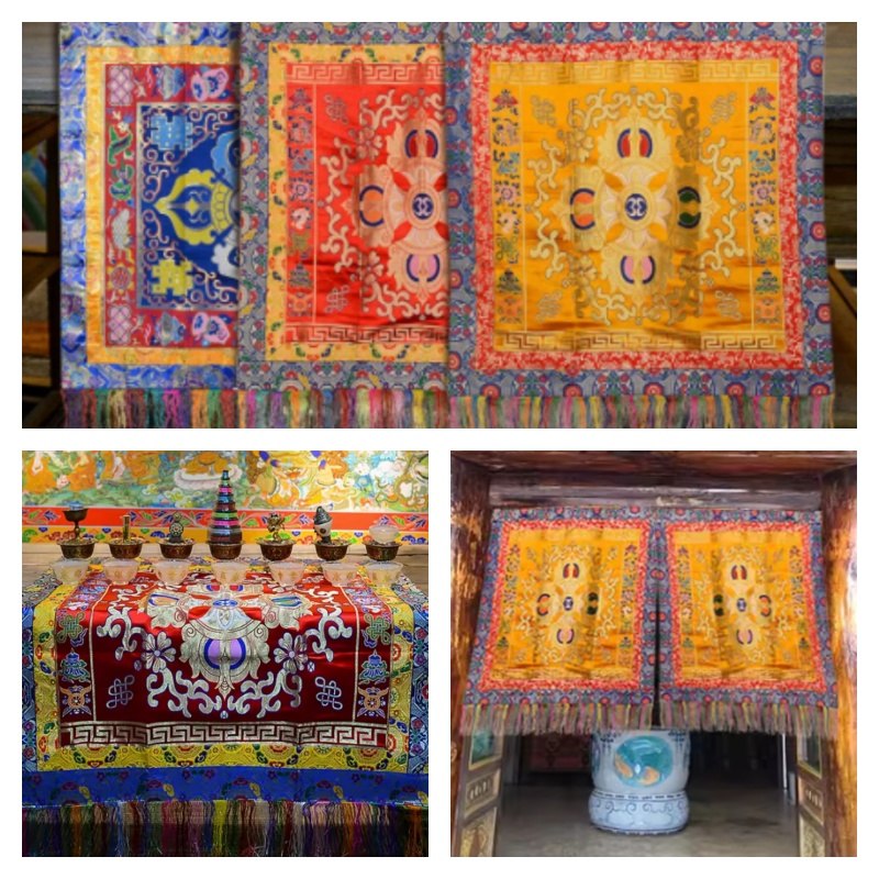 Home Decor Curtains - Handgefertigte Stickerei-Tischdecken für Tempel, Buddhistische Hallen,
