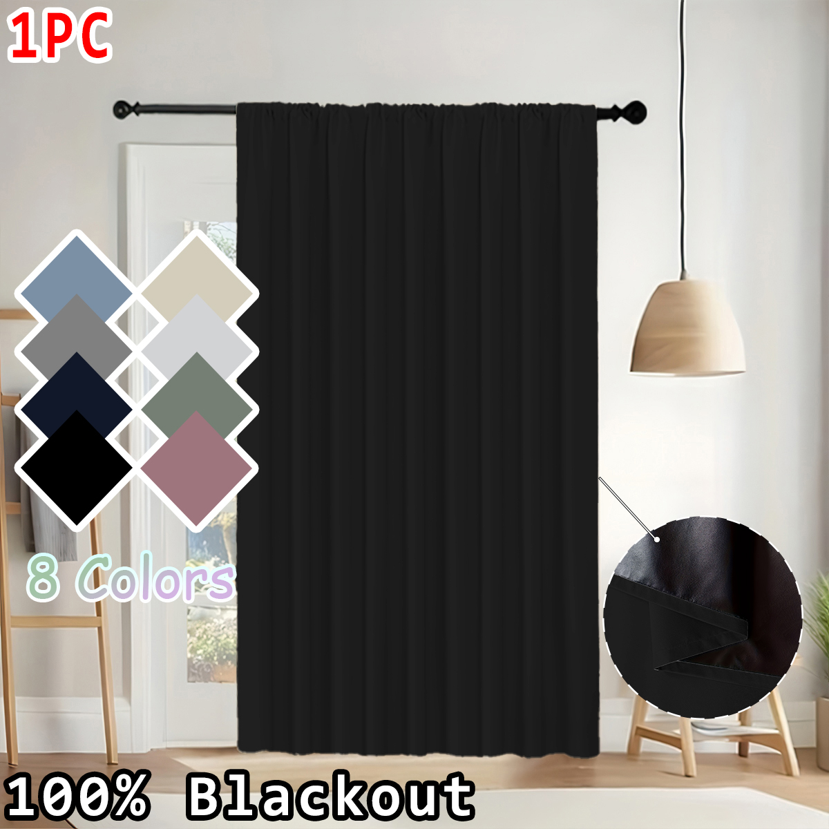 Home Decor Curtains - 1 Stück einfacher, einfarbiger, 100 %