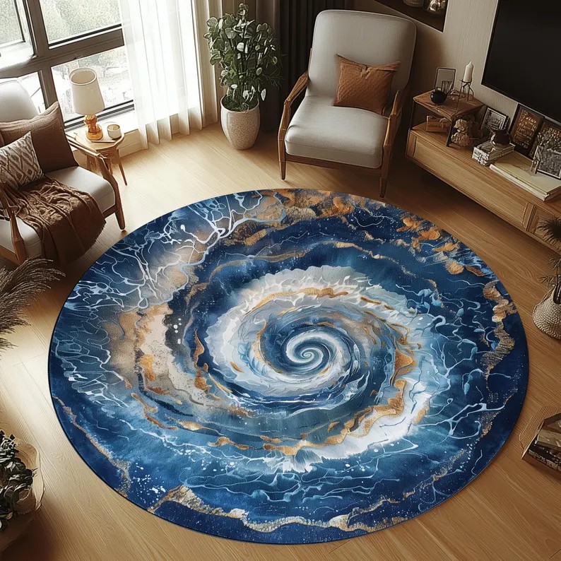 Home Decor Trend 2026 - 2D Eisbär Runder Teppich Eisgrotte Tier-Teppich