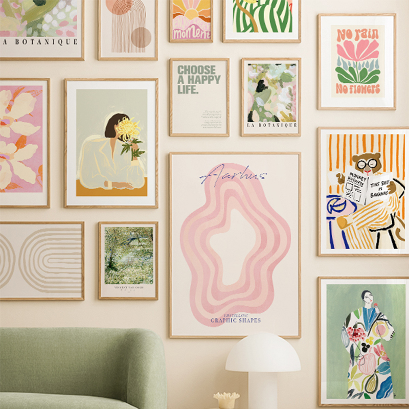 Home Decor Pt - Bär Abstrakte Linien Regenbogen Boho Kunst