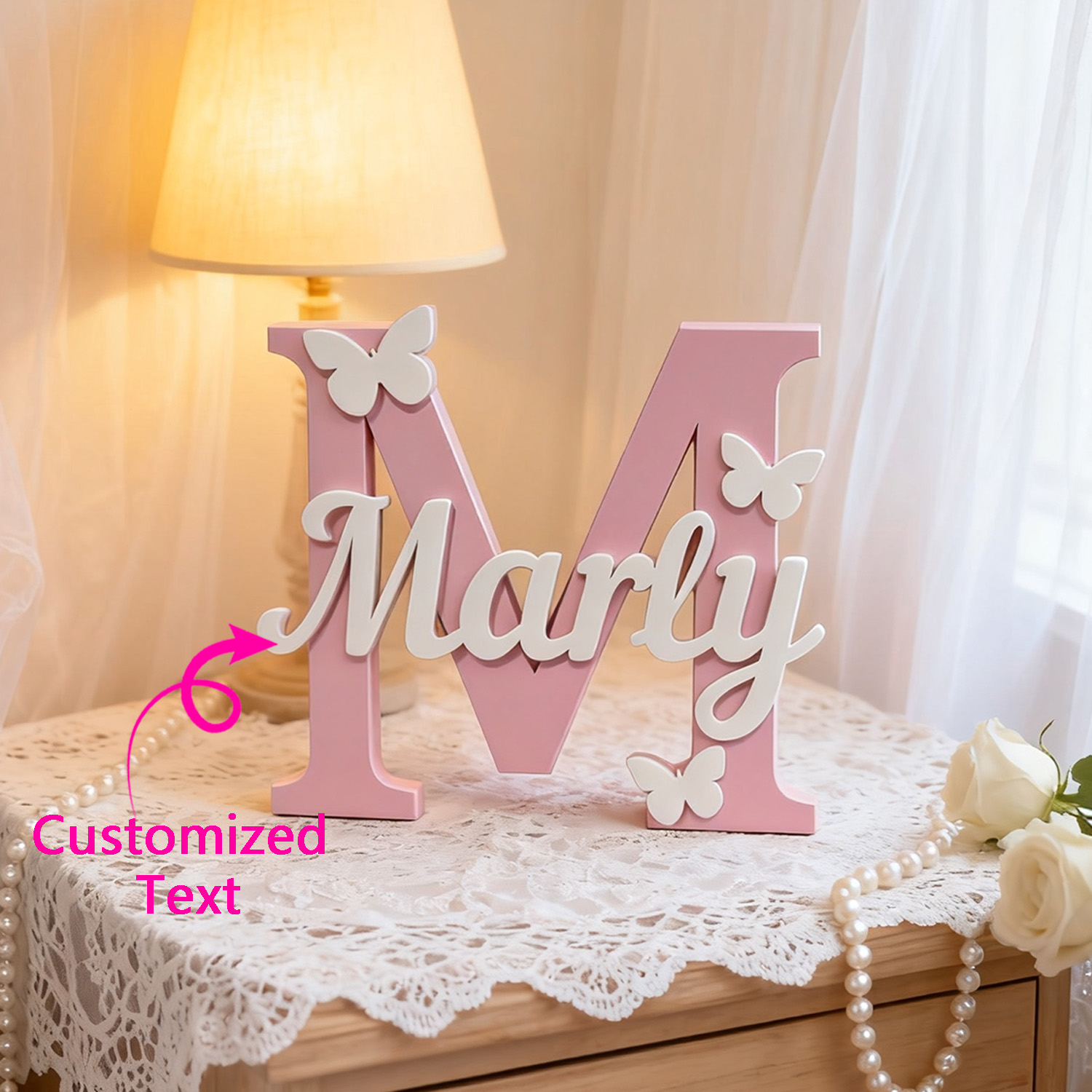 Home Decor For Wedding - 1 Stück Personalisiertes Holz-Namensschild mit Initialen
